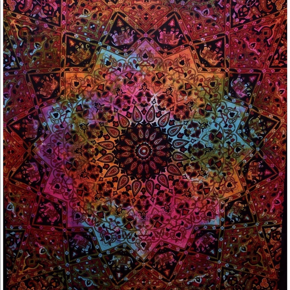 Multi colored elephant mandala tapestry boho hippy